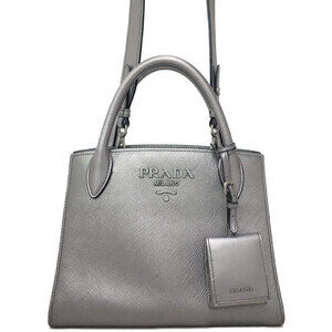 Prada Monochrome 2way Shoulder Bag tote bag black Saffiano leather